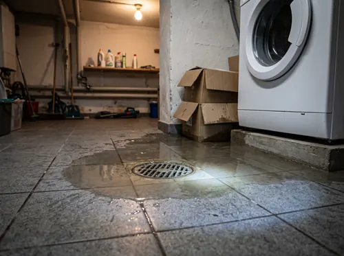 Wasser steht im Keller rund um den Bodenablauf