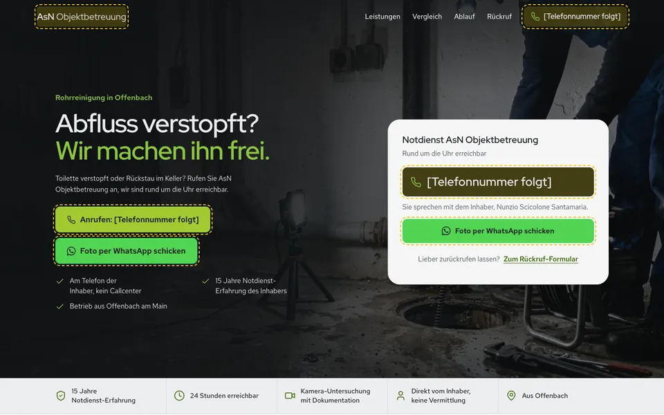 Erster Bildschirm Landingpage A · Bisheriger Stand
