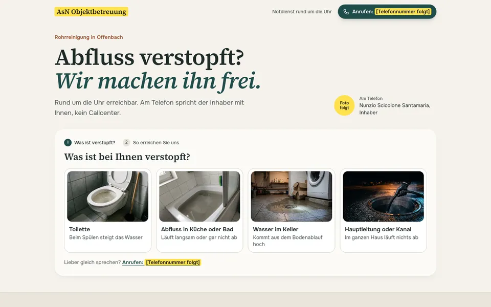 Erster Bildschirm Landingpage B · Hell mit Auswahl